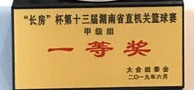 “长房”杯第十三届湖南省直机关篮球赛甲级组一等奖